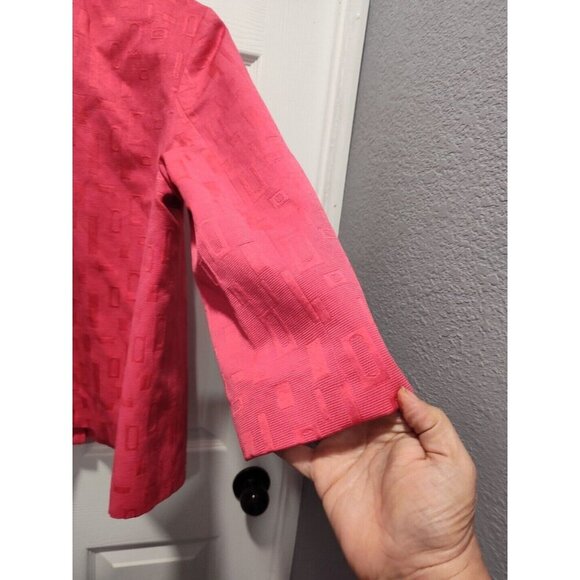 Women’s Chico's One-Button Textured Blazer Jacket Size 2 Bright Pink EUC - Picture 7 of 11